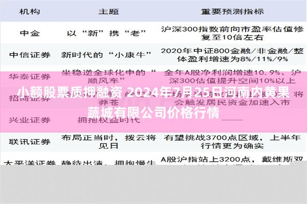 小额股票质押融资 2024年7月25日河南内黄果蔬城有限公司价格行情