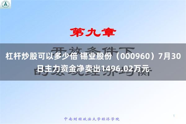 杠杆炒股可以多少倍 锡业股份（000960）7月30日主力资金净卖出1496.02万元