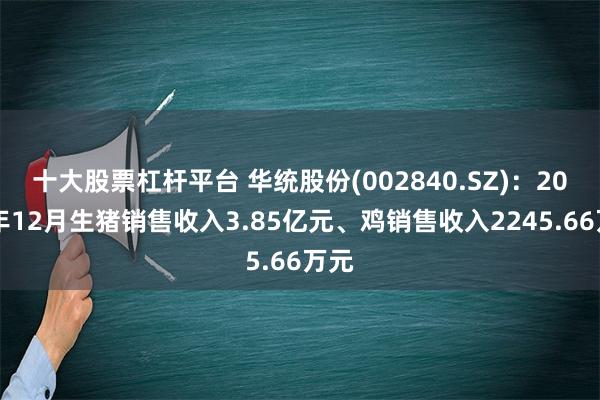 十大股票杠杆平台 华统股份(002840.SZ)：2024年12月生猪销售收入3.85亿元、鸡销售收入2245.66万元