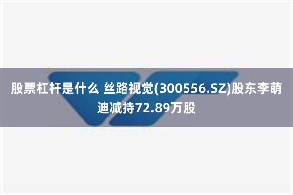 股票杠杆是什么 丝路视觉(300556.SZ)股东李萌迪减持72.89万股